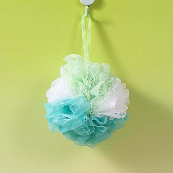 Bath Pouf Shower Sponge | Soft Non-Scattering Mesh | Dual-Tone Colorful Loofah | Plentiful Lather | Gentle Exfoliating Body Scrubber | Hanging Loop 4.7in
