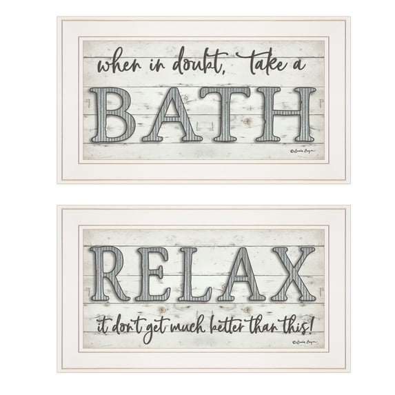 Trendy Decor 4U Bath Relax Framed Wall Art With Brown Finish VBOY675-226G