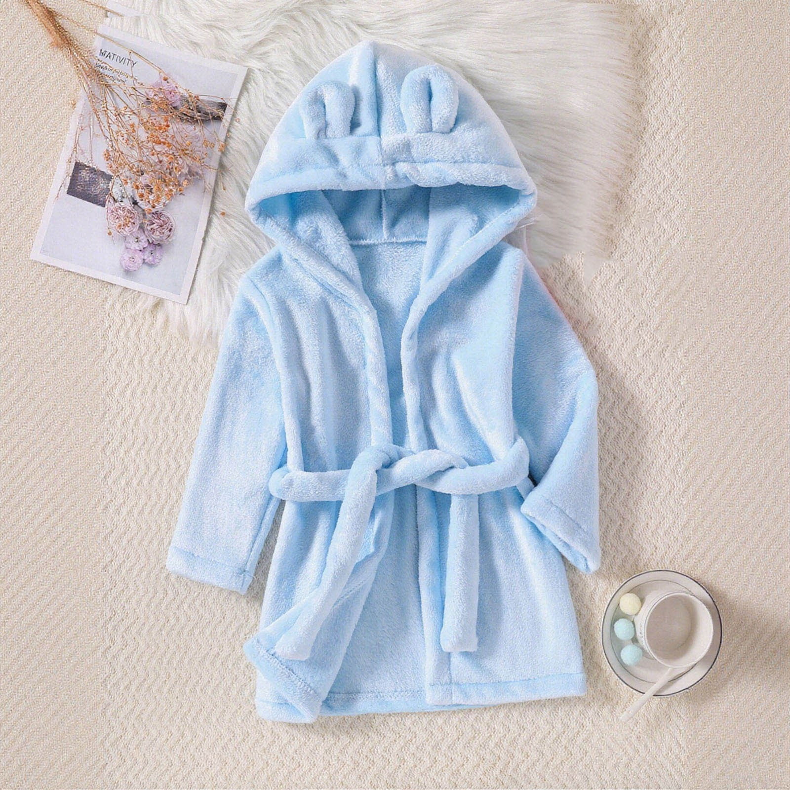 Bath Robe Blue Clothes Girls Long Sleeve Toddler Bath Robe Girls ...