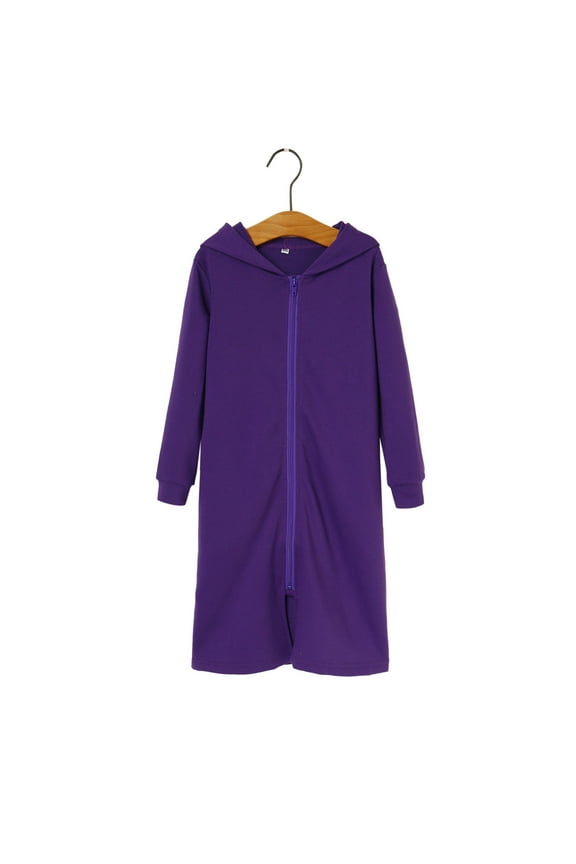 Bath Robe Purple Robe Long Sleeve Robe with Hood Girls Outfits Size 7-8 Years