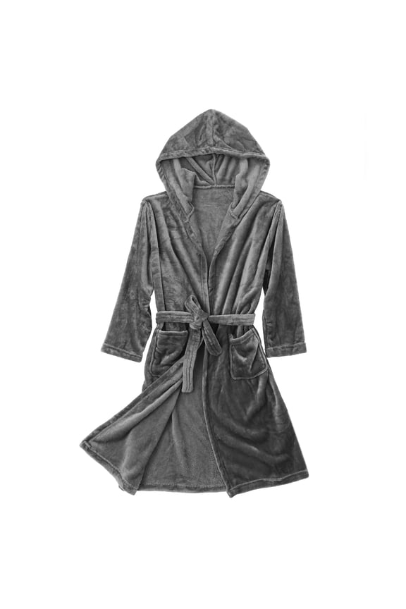 Hooded Design Bath Robe Dark Grey 1 Set