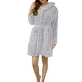 thumbnail image 1 of Bath Robe Women's, Hugcore Plush Absorbency Robe for Women Extra Long Fleece Bathrobe with Hood & Pockets | Warm Cloth Loungewear Robes for Women Light Ashy L, 1 of 5