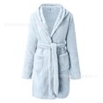 thumbnail image 1 of Bath Robes For Women Hooded Plush Female Long Bathrobe Warm Fleece Winter Robe, 1 of 2
