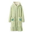thumbnail image 1 of Bath Robes for Women 2024 Cute Warm Sherpa Fleece Loungewear Kawaii Long Housecoat with Pockets Winter Mid-length Bathrobe, 1 of 4