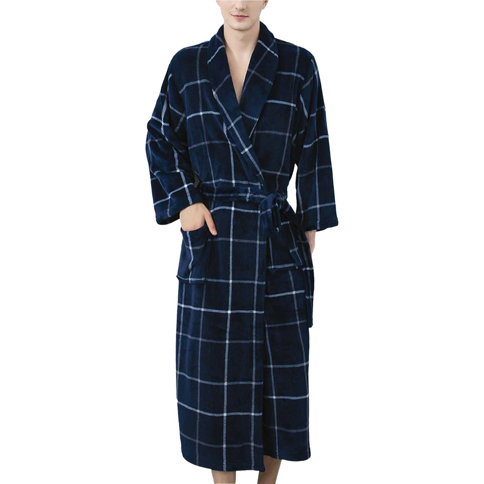 Bath Robes for Women Autumn Winter Plus Velvet Thickened Plaid