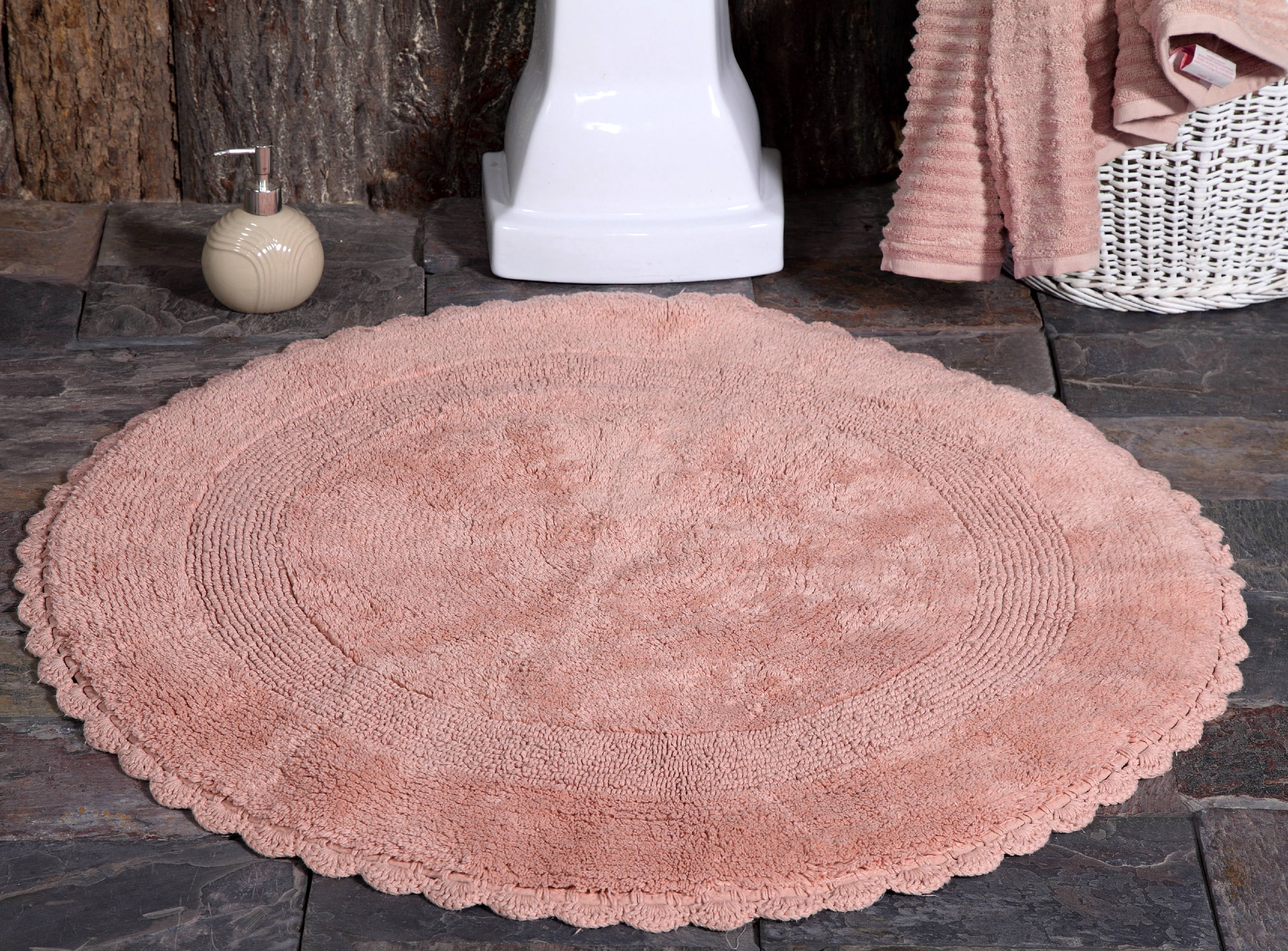 Bath Rug 100% Soft Cotton 36 Inch Round 200 GSF Reversible Hand Woven ...