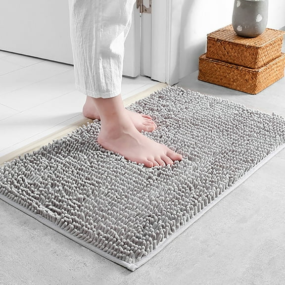 Bath Rug 20x32 IN, Thick Soft Absorbent Chenille, Rubber Backing Quick Dry Microfiber Mats, Machine Washable Rugs for Shower Floor, Bathroom Runner Bathmat Accessories Décor Light Blue