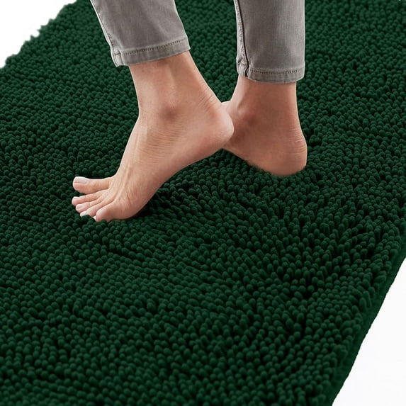 Bath Rug 24x17, Thick Soft Absorbent Chenille, Rubber Backing Quick Dry Microfiber Mats, Machine Washable Rugs for Shower Floor, Bathroom Runner Bathmat Accessories Decor, Hunter