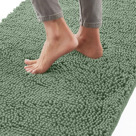 Bath Rug 30x20, Thick Soft Absorbent Chenille, Rubber Backing Quick Dry Microfiber Mats, Machine Washable Rugs for Shower Floor, Bathroom Runner Bathmat Accessories Decor, Sage Green