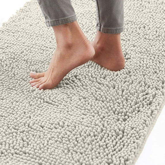 Bath Rug 30x20, Thick Soft Absorbent Chenille, Rubber Backing Quick Dry Microfiber Mats, Machine Washable Rugs for Shower Floor, Bathroom Runner Bathmat Accessories Decor, Cloud