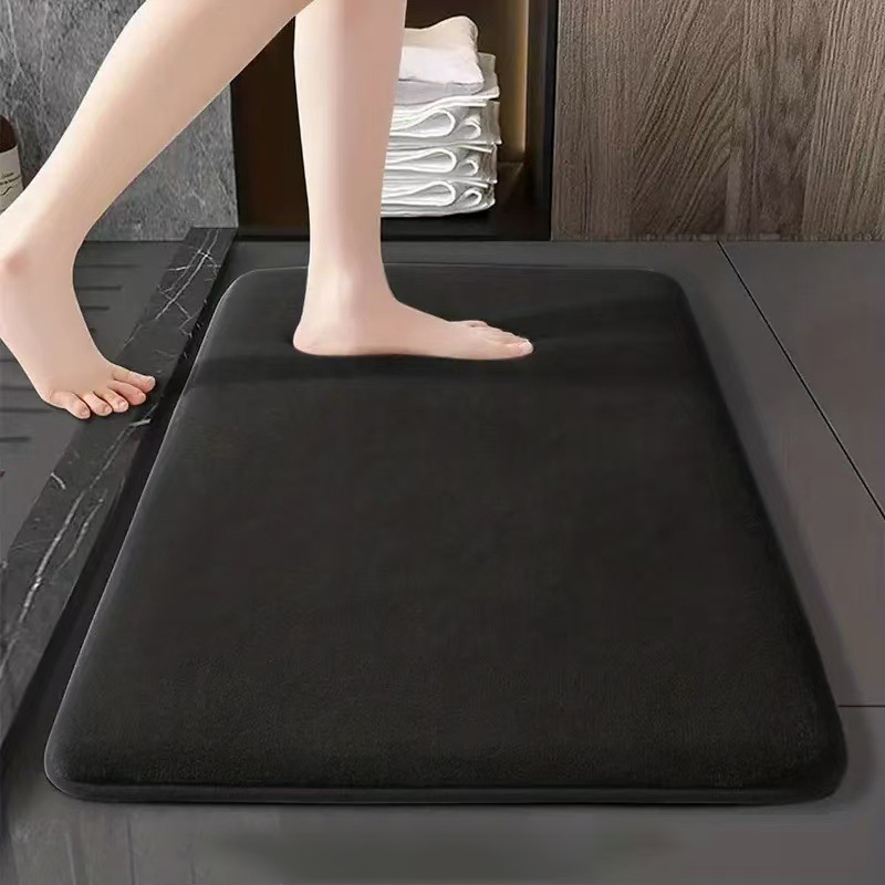 Bath Rug, Absorbent, Soft,Plush Bathroom Mat Rugs, Machine Washable, Microfiber Quick Dry, Mats for Shower, Bathtub and Floor Accessories, 31.4"x 19.6", Black