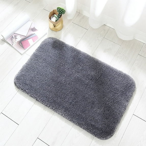 Bath Rug, Bathroom Mat Anti-Skid Non Slip Soft Fuzzy Warm Extra Thick Plush Absorbent for Bathroom, Kitchen, Pool Floor, 4 Sizes Available (Gray, 60x90 cm)