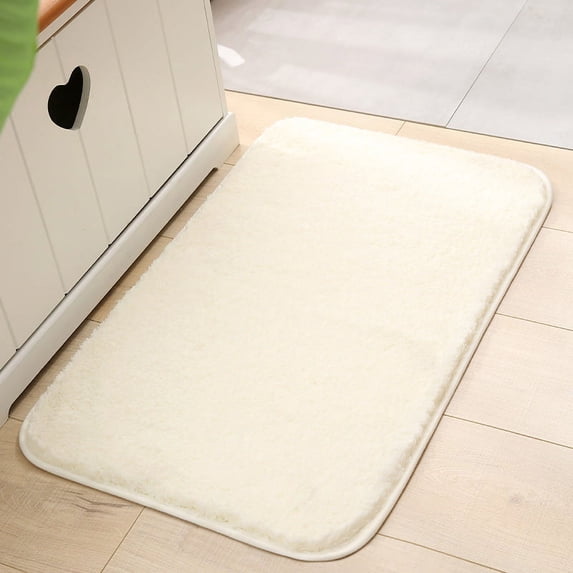 Bath Rug, Bathroom Mat Anti-Skid Non Slip Soft Fuzzy Warm Extra Thick Plush Absorbent for Bathroom, Kitchen, Pool Floor, 4 Sizes Available (Ivory White, 50x80 cm)
