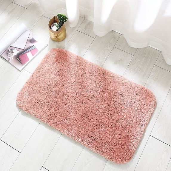 Bath Rug, Bathroom Mat Anti-Skid Non Slip Soft Fuzzy Warm Extra Thick Plush Absorbent for Bathroom, Kitchen, Pool Floor, 4 Sizes Available (Pink, 40x60 cm)