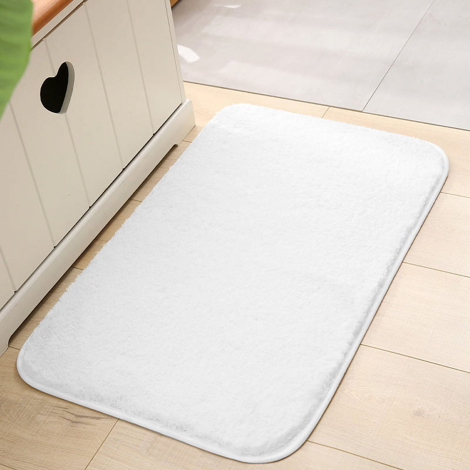 Bath Rug, Bathroom Mat Anti-Skid Non Slip Soft Fuzzy Warm Extra Thick Plush  Absorbent for Bathroom, Kitchen, Pool Floor, 4 Sizes Available (White,  60x110 cm) 