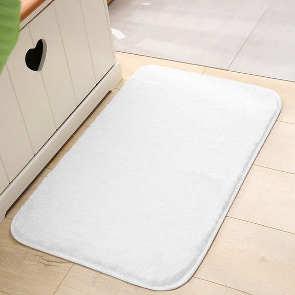 Bath Rug, Bathroom Mat Non Slip Soft Fuzzy Warm Extra Thick Plush Absorbent for Bathroom, Kitchen, Pool Floor (White, 40x60 cm)