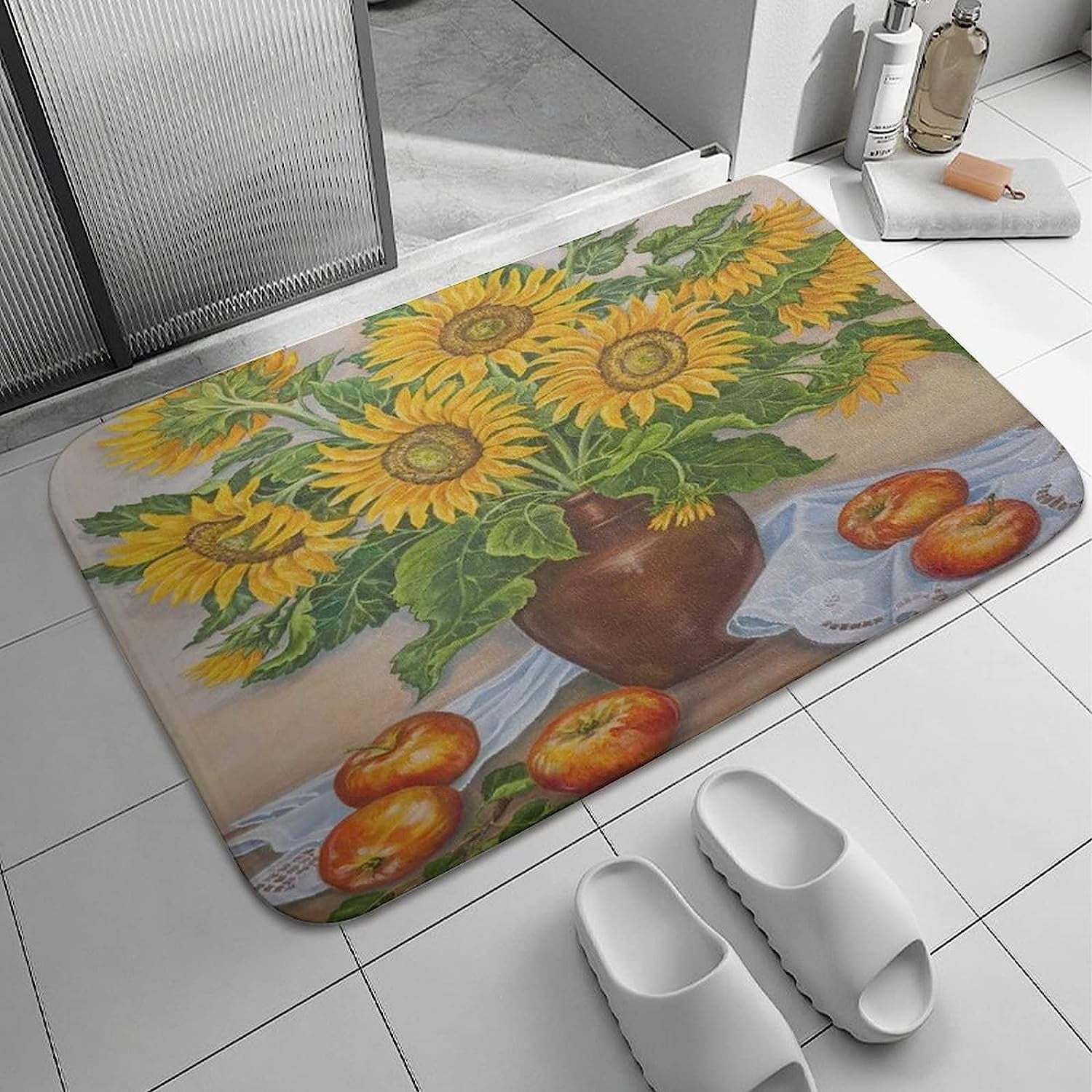Bath Rug Bathroom Mat Non-Slip Water Absorbent Coral Velvet Shower Rug ...