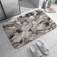 thumbnail image 1 of Bath Rug Bathroom Mat Non-Slip Water Absorbent Coral Velvet Shower Rug Machine Washable Memory Foam,Hexagon Gray Marble White 16x24 Inch, 1 of 1