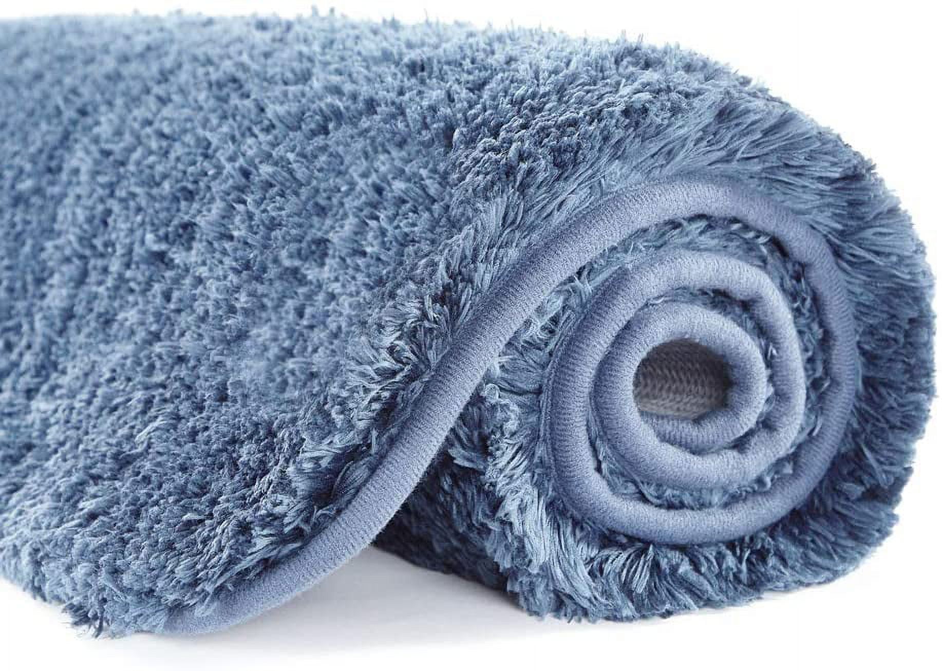 Bath Rug for Bathroom Non Slip Bathroom Mat (20 x 32, Blue) Water Absorbent Soft Microfiber Shaggy Bathroom Rug Machine Washable Bath Mat for Bathroom Thick Plush Shower Mat