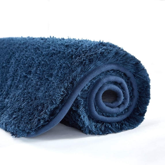 Bath Rug for Bathroom Non Slip Bathroom Mat (20 x 32, Navy) Water Absorbent Soft Microfiber Shaggy Bathroom Rug Machine Washable Bath Mat for Bathroom Thick Plush Shower Mat