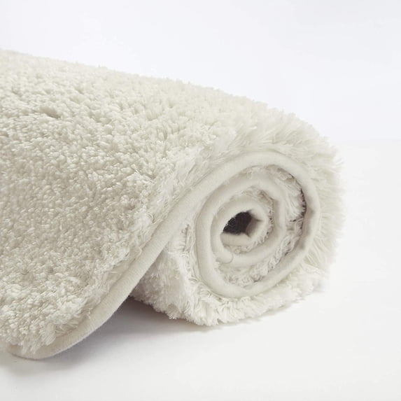 Bath Rug for Bathroom Non Slip Bathroom Mat Water Absorbent Soft Microfiber Shaggy Bathroom Rug Machine Washable Bath Mat for Bathroom Thick Plush Shower Mat (20 x 32 Ivory)