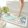 thumbnail image 1 of Bath Rug for Bathroom Super Soft Fluffy Rug Home Floor Mat Floral Carpet Water Absorption Machine Washable Bath Mat for Bedroom, Living Room and Bathroom, 16 x 24 Inches, Blue Flower,C, 1 of 6