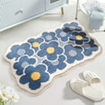 thumbnail image 1 of Bath Rug for Bathroom Super Soft Fluffy Rug Home Floor Mat Floral Carpet Water Absorption Machine Washable Bath Mat for Bedroom, Living Room and Bathroom, 16 x 24 Inches, Blue Flower,A, 1 of 6