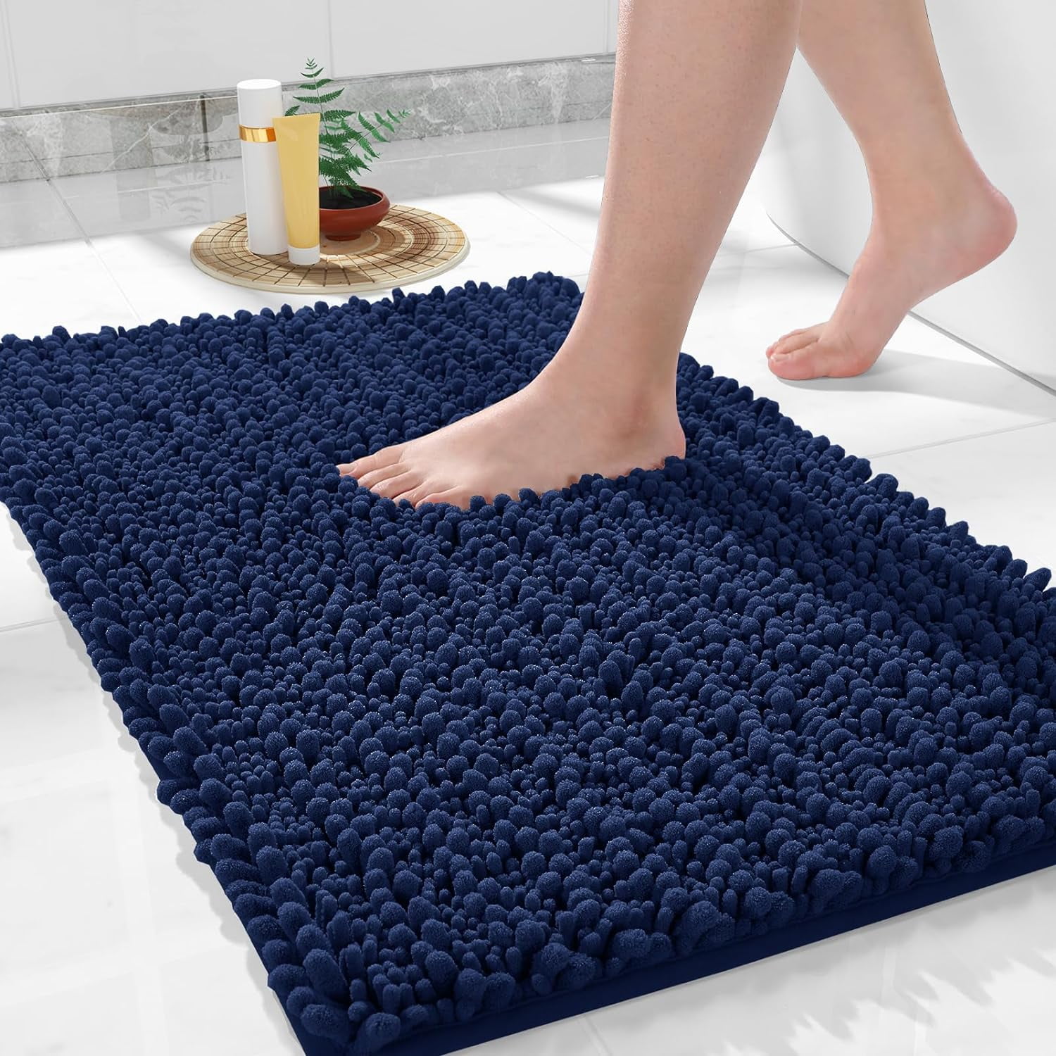 Bath Rug Mat, 32 x 20, Soft Shaggy Non-Slip Chenille Bathroom Rugs ...