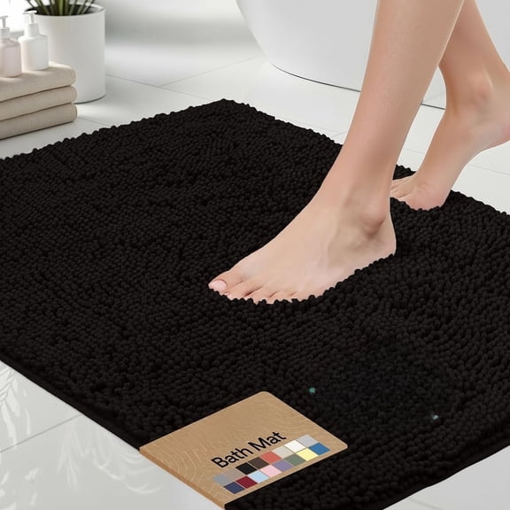 Bath Rug Mat 60x24, Thick Soft Absorbent Chenille, Quick Dry Microfiber Mats, Rubber Backing Washable Shower Floor Rugs, Bathmat Runner, US Designed Bathroom Home