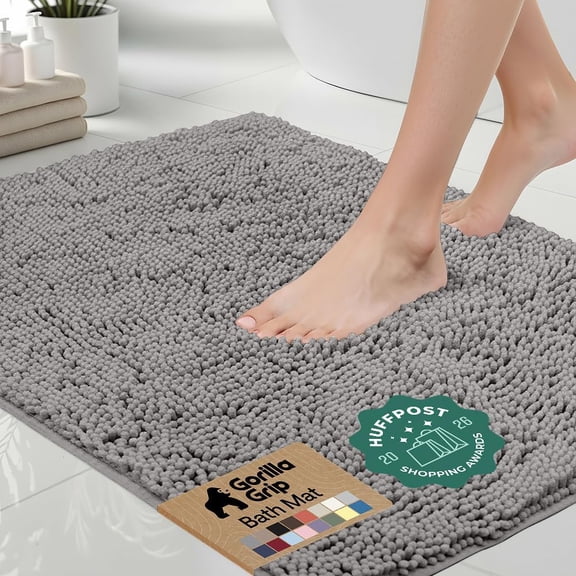Bath Rug Mat 70 X 24 Inches Thick Soft Absorbent Chenille Quick Dry Microfiber with Rubber Backing Washable Shower Floor Runner Grey