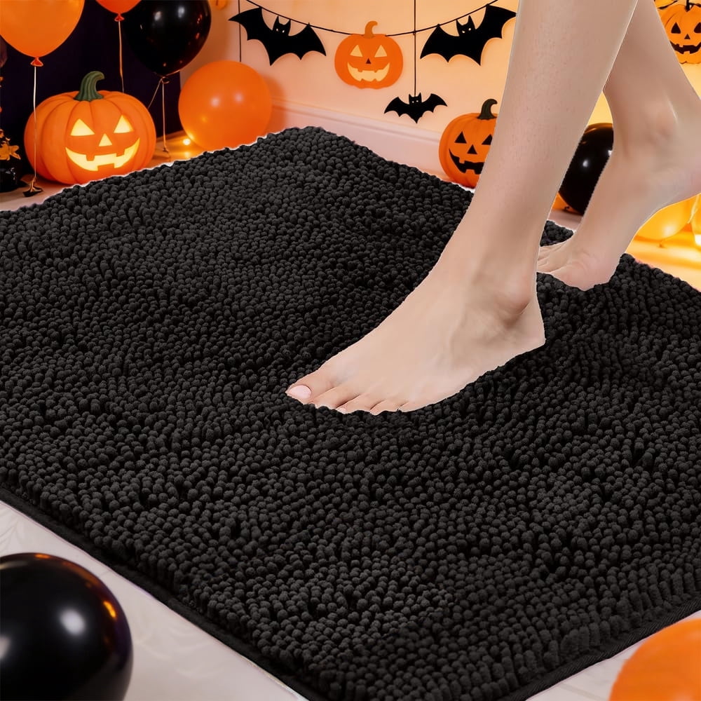 Bath Rug Mat, Thick Soft Absorbent Chenille, Quick Dry Microfiber Mats, Rubber Backing Washable Shower Floor Rugs, US Designed Bathroom Halloween Home Decor Accessories