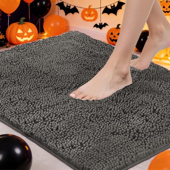 Bath Rug Mat, Thick Soft Absorbent Chenille, Quick Dry Microfiber Mats, Rubber Backing Washable Shower Floor Rugs, US Designed Bathroom Halloween Home Decor Accessories