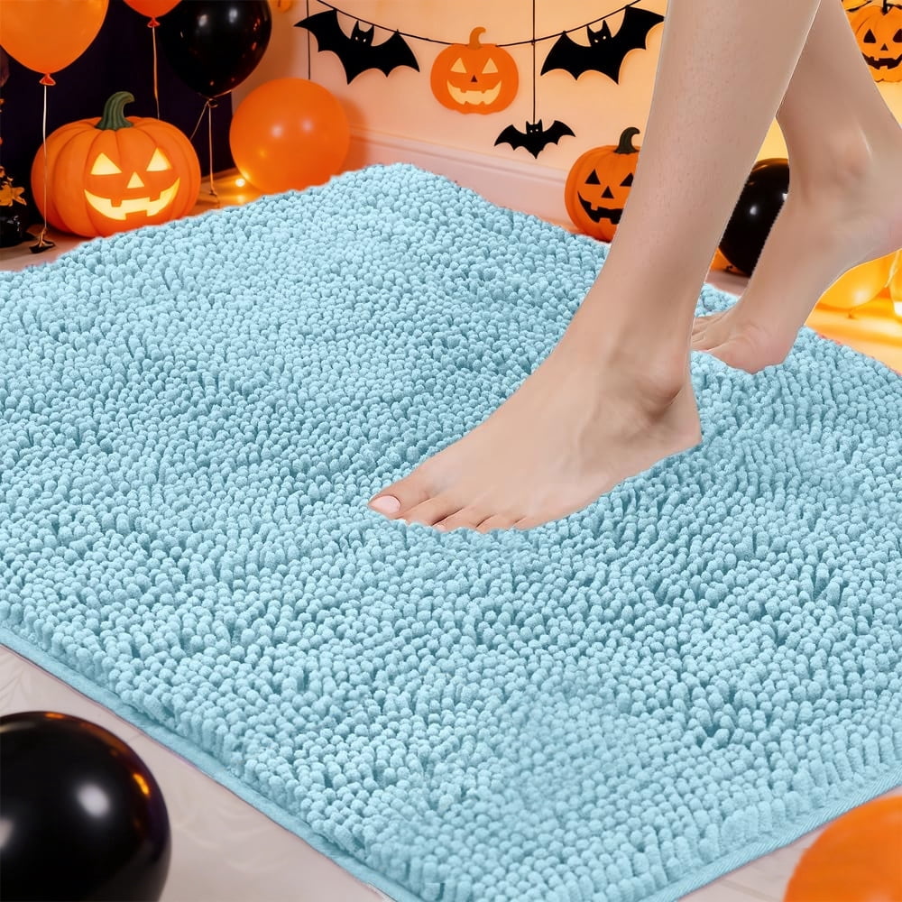 Bath Rug Mat, Thick Soft Absorbent Chenille, Quick Dry Microfiber Mats, Rubber Backing Washable Shower Floor Rugs, US Designed Bathroom Halloween Home Decor Accessories