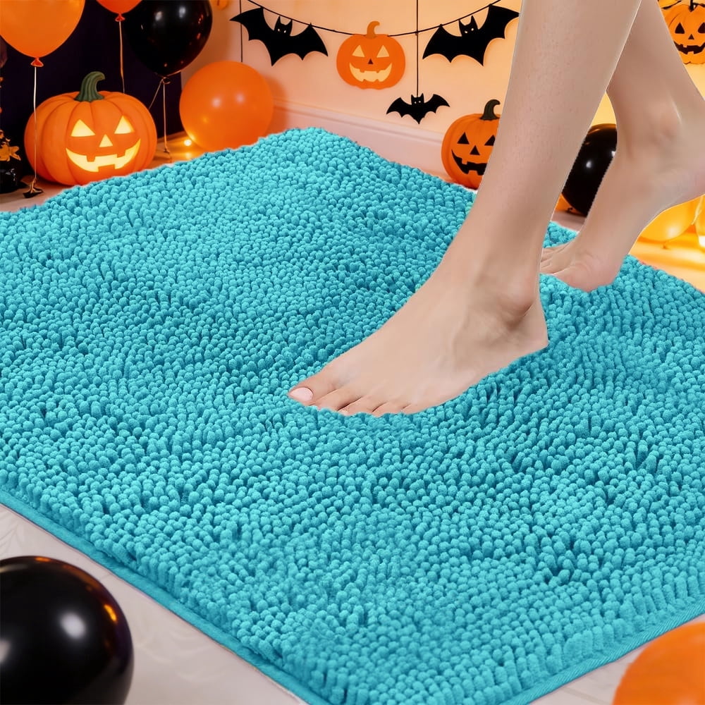 Bath Rug Mat, Thick Soft Absorbent Chenille, Quick Dry Microfiber Mats, Rubber Backing Washable Shower Floor Rugs, US Designed Bathroom Halloween Home Decor Accessories