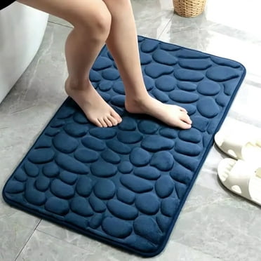 Bath Rug Memory Foam Mat 3D Pebble Navy Blue 32"L x 20"W