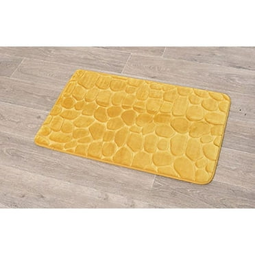 Bath Rug Memory Foam Mat 3D Pebble Yellow Mustard 32"L x 20"W