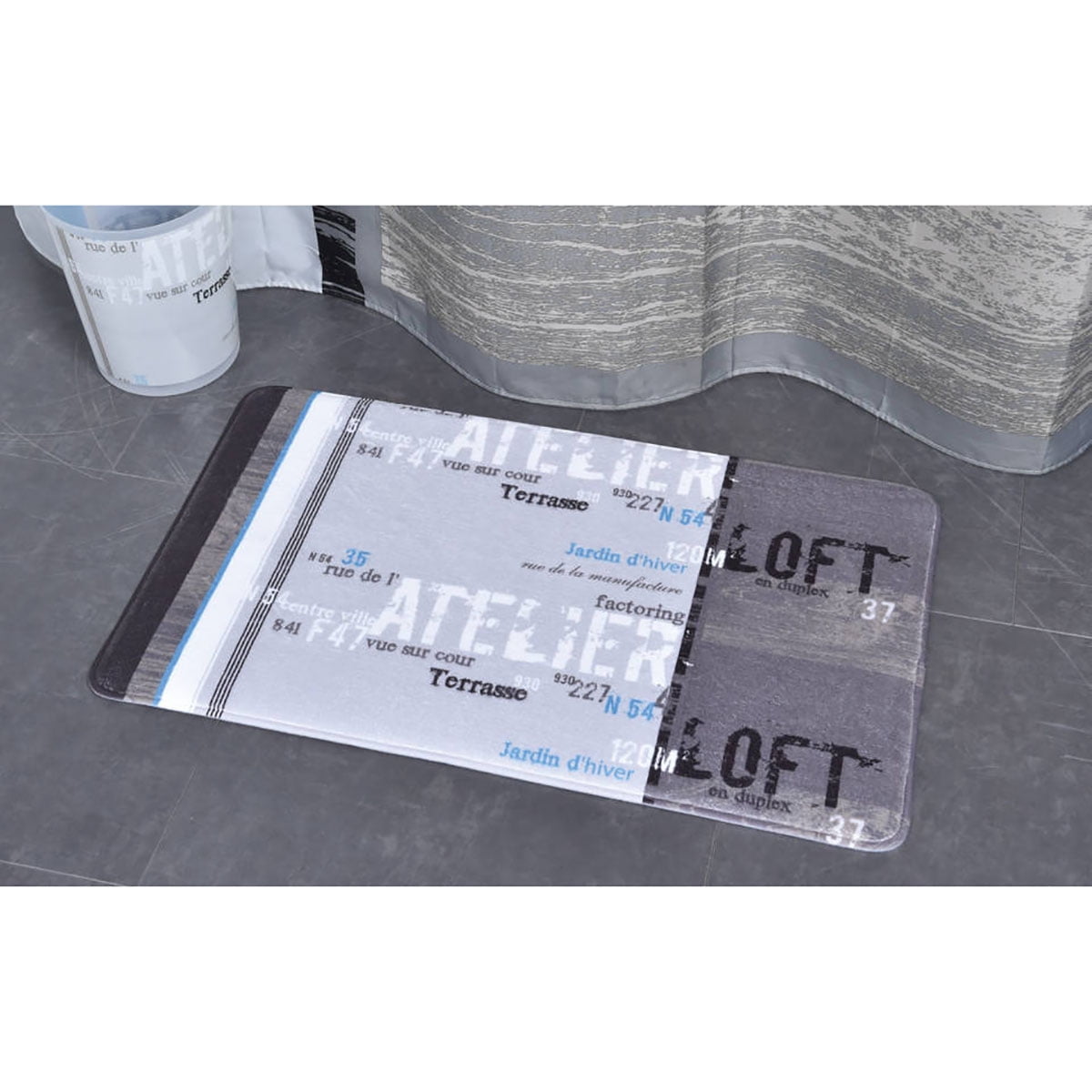 Gray and White Atelier Loft Memory Foam Bath Rug