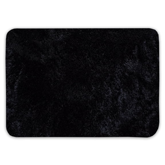 Bath Rug, Non Skid Back, Soft Faux Fur - St. Lucia Prima 17" x 24" Black