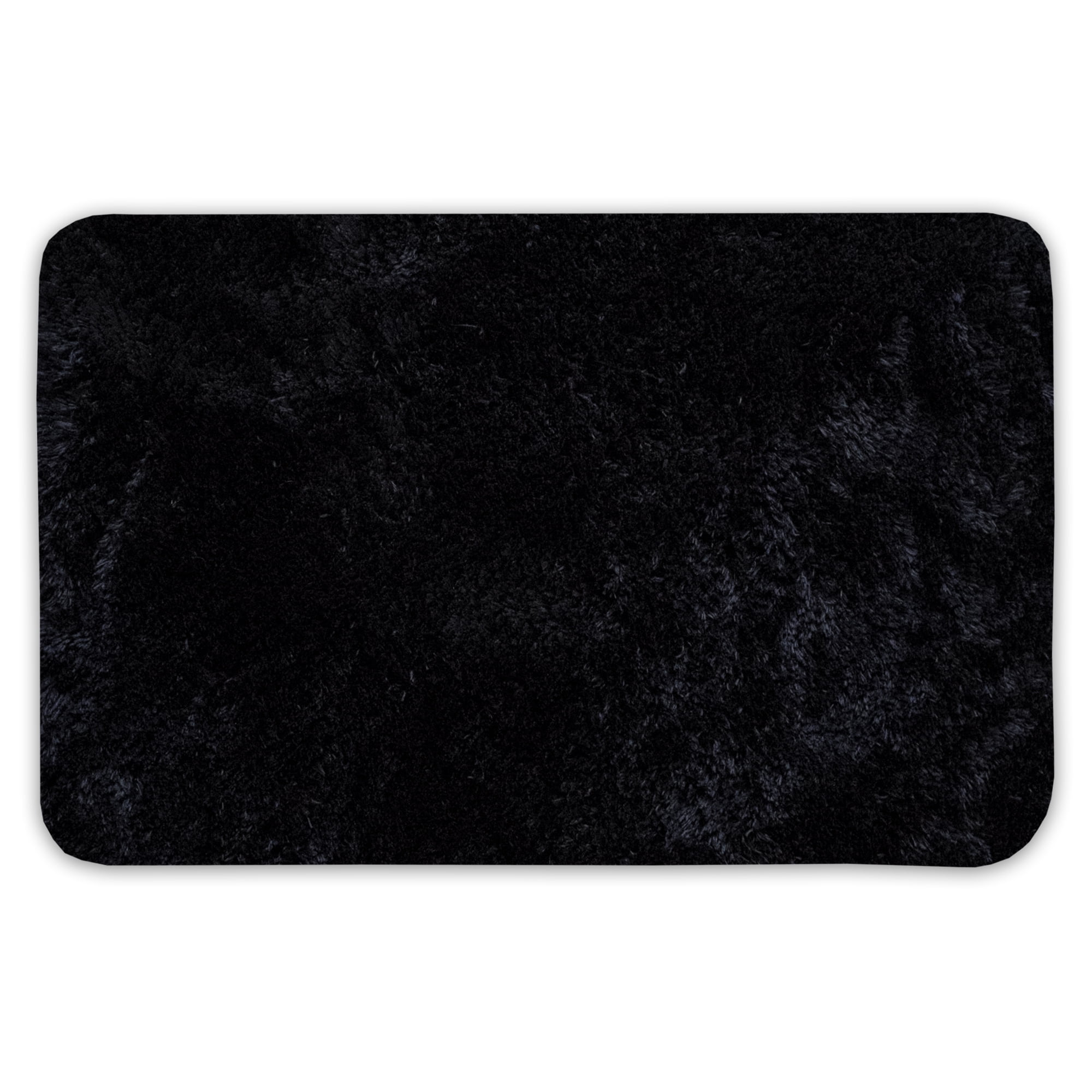 Bath Rug, Non Skid Back, Soft Faux Fur St. Lucia Prima 20" x 32" Black