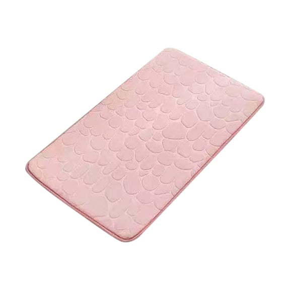 Bath Rug, Pink Heart Embossed Non-Slip Mat, 15.7 Inch x 23.6 Inch 1 Pack Absorbent Floor Carpet, For Bathroom Front Door Bedroom Kitchen Living Room Indoor Home Decor Use