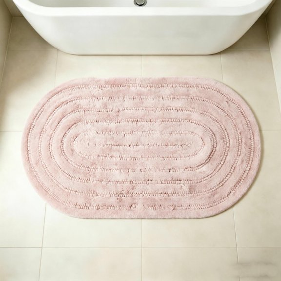 Bath Rug for Bathroom 23.6"x15.8" Cotton Oval Bathmat Cute Boho Shower Mat Plush Soft Washable Rug Floor Carpet