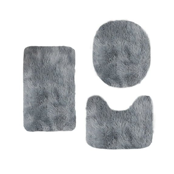 Bath Rugs, 4pcs Set Soft Bathroom Rugs, Warm Soft Comfortable Water Absorption Non-Slip Thick Machine Washable Easy Dry (Gray)