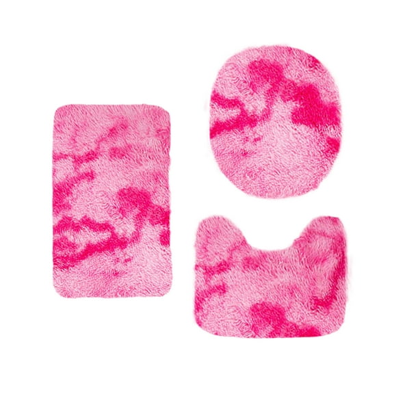 Bath Rugs, 4pcs Set Soft Bathroom Rugs, Warm Soft Comfortable Water Absorption Non-Slip Thick Machine Washable Easy Dry (Pink)