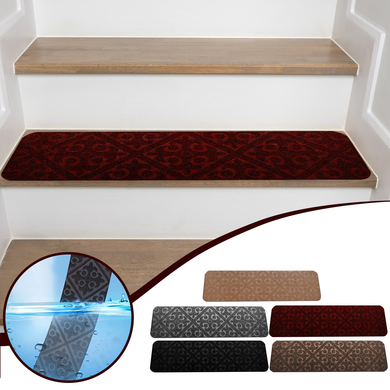 Bath Rugs 8 X 30in Non-Slip Carpet Stair Treads Non-Slippery Rug Slip ...