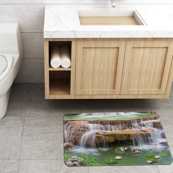 WEXIA Soft Touch Bath Rugs, Natural Waterfall, Green Polyester, 24x35inch, Non-Slip Backing, 1 Count
