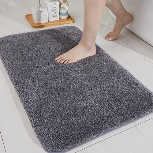 Bath Rugs for Bathroom Extra Thick - Anti-Slip Bath Mats Soft Plush Yarn Shaggy 100% Strong Mirco Polyeste Mat Living Room Bedroom Mat Floor Water Absorbent(Dark Grey,20x32 - Inches)