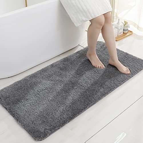 Bath Rugs for Bathroom Extra Thick - Anti-Slip Bath Mats Soft Plush Yarn Shaggy 100% Strong Mirco Polyeste Mat Living Room Bedroom Mat Floor Water Absorbent(Dark Grey,24x48 - Inches)