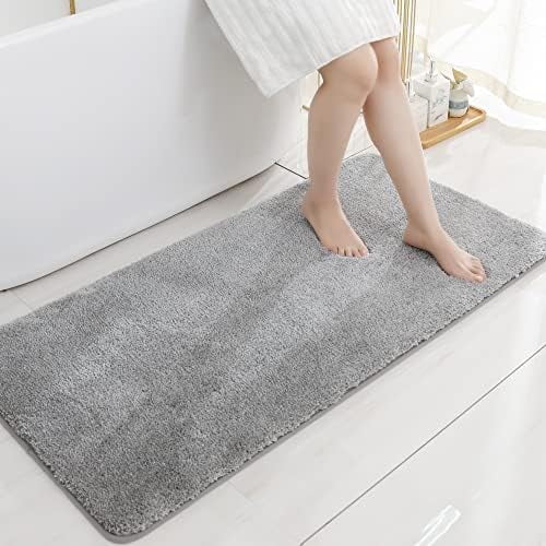 Bath Rugs for Bathroom Extra Thick - Anti-Slip Bath Mats Soft Plush Yarn Shaggy 100% Strong Mirco Polyeste Mat Living Room Bedroom Mat Floor Water Absorbent(Grey,24x48 - Inches)