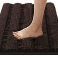 thumbnail image 1 of Bath Rugs for Bathroom Non Slip Bath Mats Extra Thick Chenille Striped Rug 20" x 32" Absorbent Non Skid Fluffy Soft Shaggy Washable Plush Mat for Indoor, Bath Room, Tub - Chocolate, 1 of 6