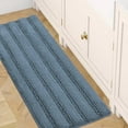 thumbnail image 1 of PrimeBeau Slip-Resistant Washable Striped Chenille Shaggy Bath Mat Runner, 47 inch by 17 inch, Stone Blue, 1 of 7
